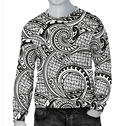 Polynesian Tribal Pattern Men Crewneck Sweatshirt