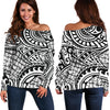 Polynesian Tribal Pattern Off Shoulder Sweatshirt