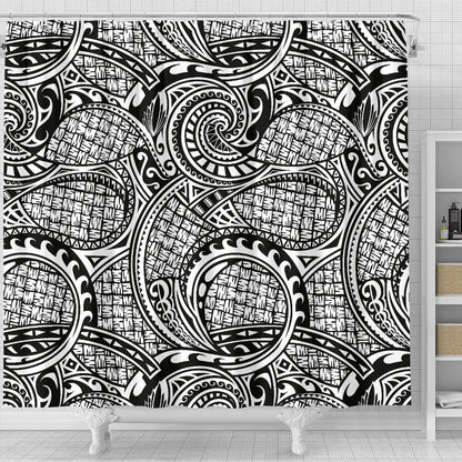 Polynesian Tribal Pattern Shower Curtain