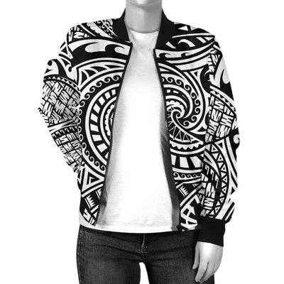 Polynesian Tribal Pattern Women Casual Bomber Jacket