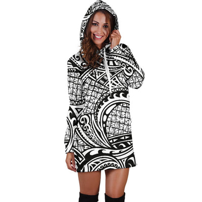 Polynesian Tribal Pattern Women Hoodie Dress