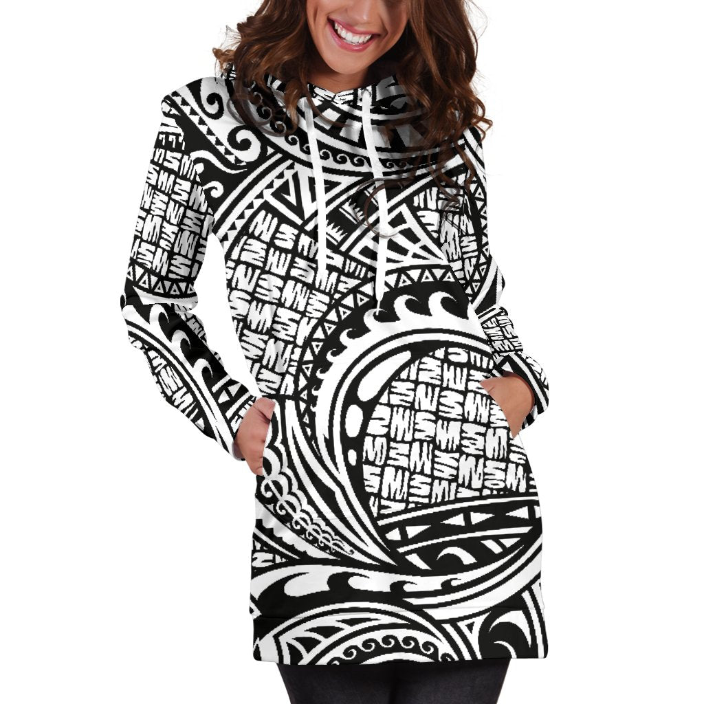 Polynesian Tribal Pattern Women Hoodie Dress