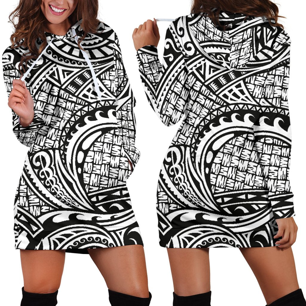 Polynesian Tribal Pattern Women Hoodie Dress