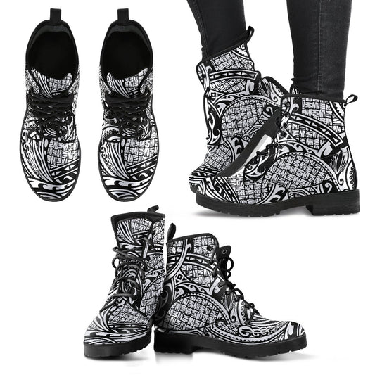 Polynesian Tribal Pattern Women Leather Boots