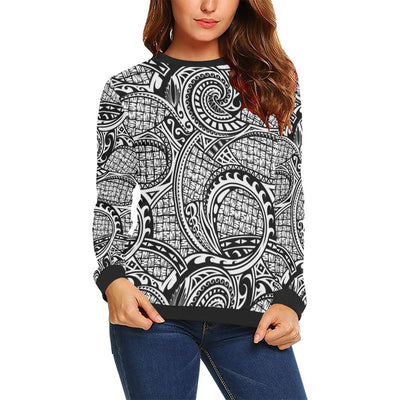 Polynesian Tribal Pattern Women Long Sleeve Sweatshirt-JorJune