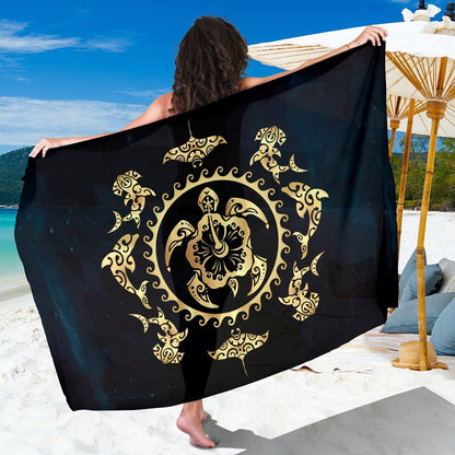 Polynesian Tribal Sea Turtle Hawaiian Beach Sarong Pareo Wrap