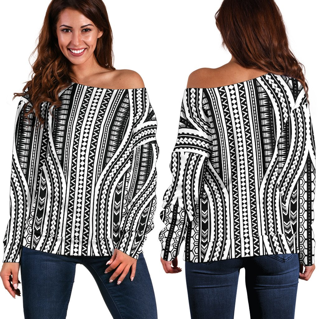 Polynesian Tribal Style Off Shoulder Sweatshirt