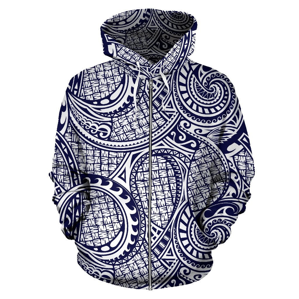 Polynesian Hawaiian Tribal Symbo All Over Zip Up Hoodie