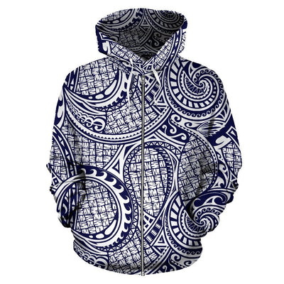 Polynesian Hawaiian Tribal Symbo All Over Zip Up Hoodie