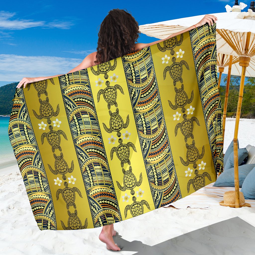 Polynesian Turtle Hawaiian Design Print Sarong Pareo Wrap-JORJUNE.COM