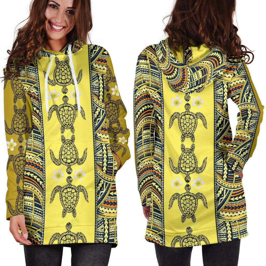 Polynesian Turtle Hawaiian Design Print Women Hoodie Dress