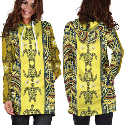 Polynesian Turtle Hawaiian Design Print Women Hoodie Dress