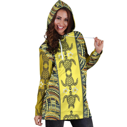 Polynesian Turtle Hawaiian Design Print Women Hoodie Dress