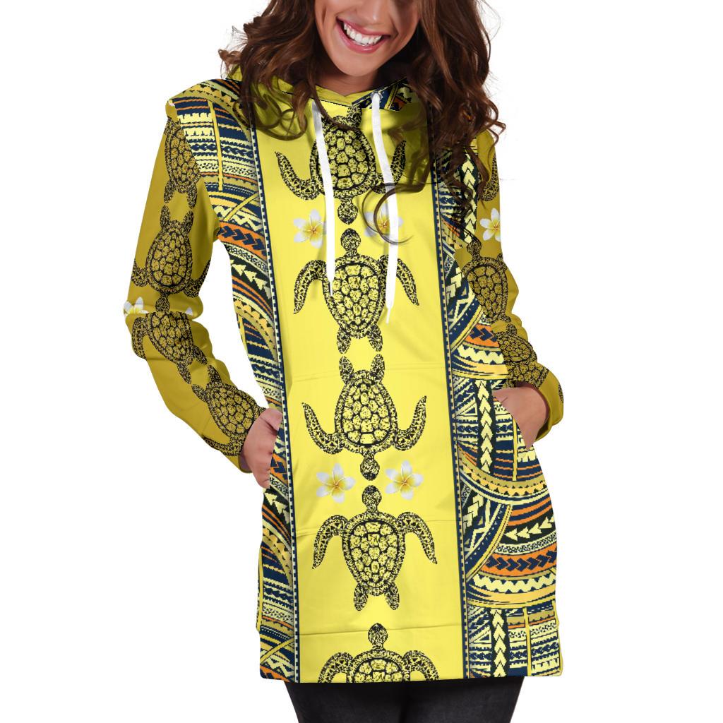 Polynesian Turtle Hawaiian Design Print Women Hoodie Dress