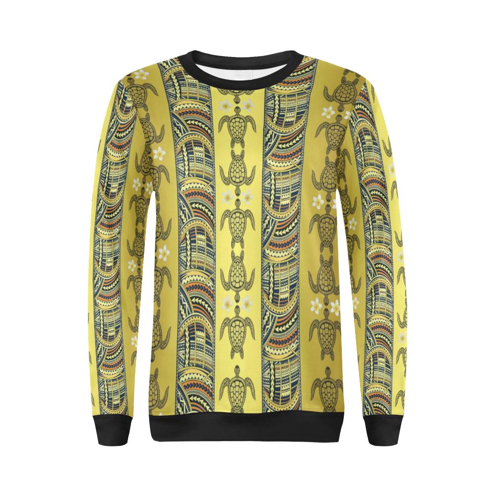 Polynesian Turtle Hawaiian Design Print Women Long Sleeve Sweatshirt-JorJune