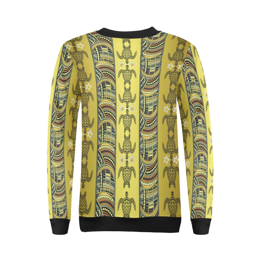 Polynesian Turtle Hawaiian Design Print Women Long Sleeve Sweatshirt-JorJune
