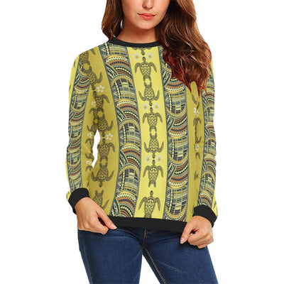 Polynesian Turtle Hawaiian Design Print Women Long Sleeve Sweatshirt-JorJune