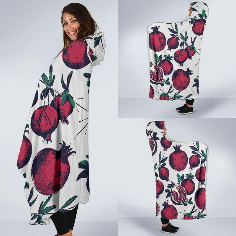 Pomegranate Pattern Print Design PG01 Hooded Blanket-JORJUNE.COM