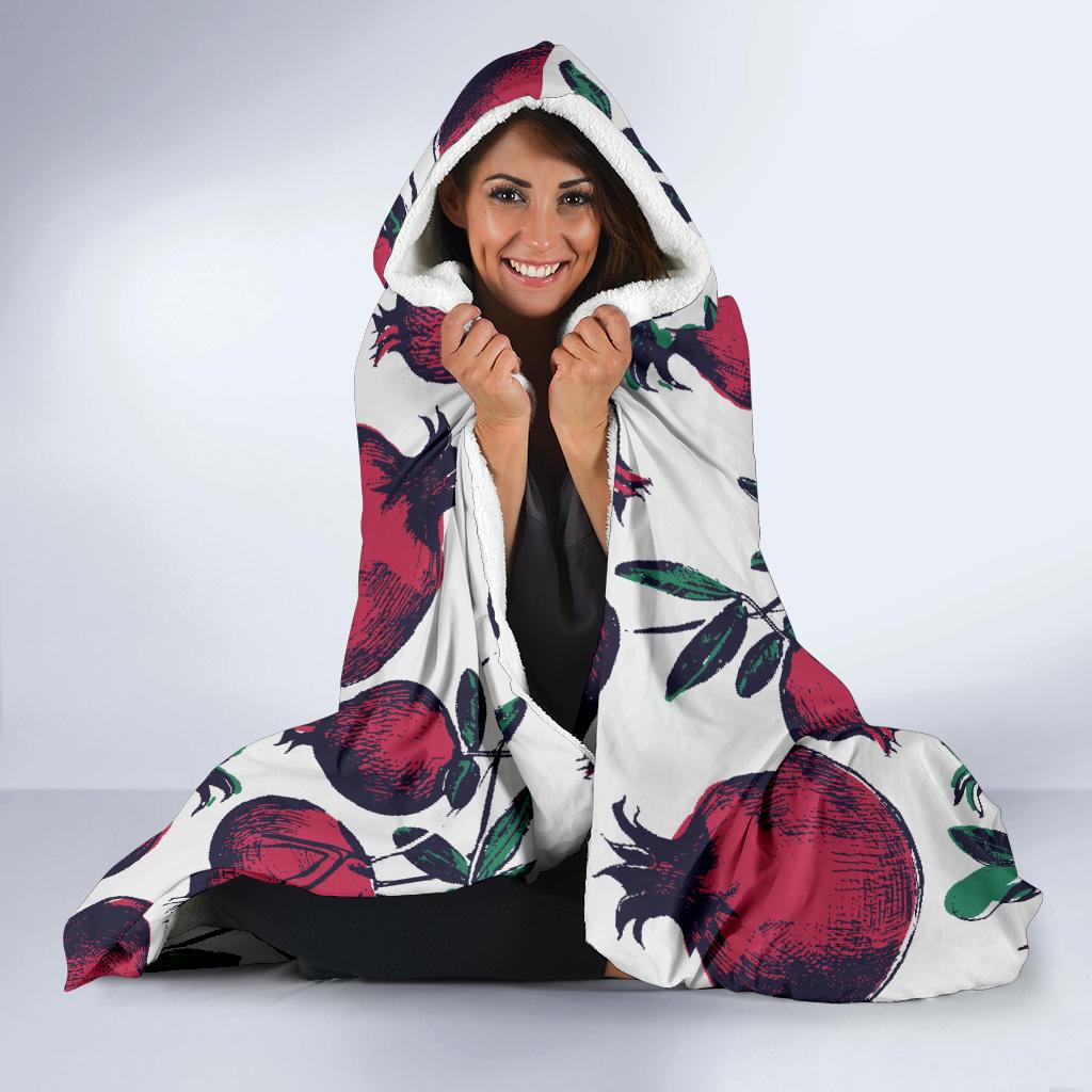 Pomegranate Pattern Print Design PG01 Hooded Blanket-JORJUNE.COM