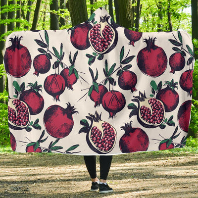 Pomegranate Pattern Print Design PG01 Hooded Blanket-JORJUNE.COM