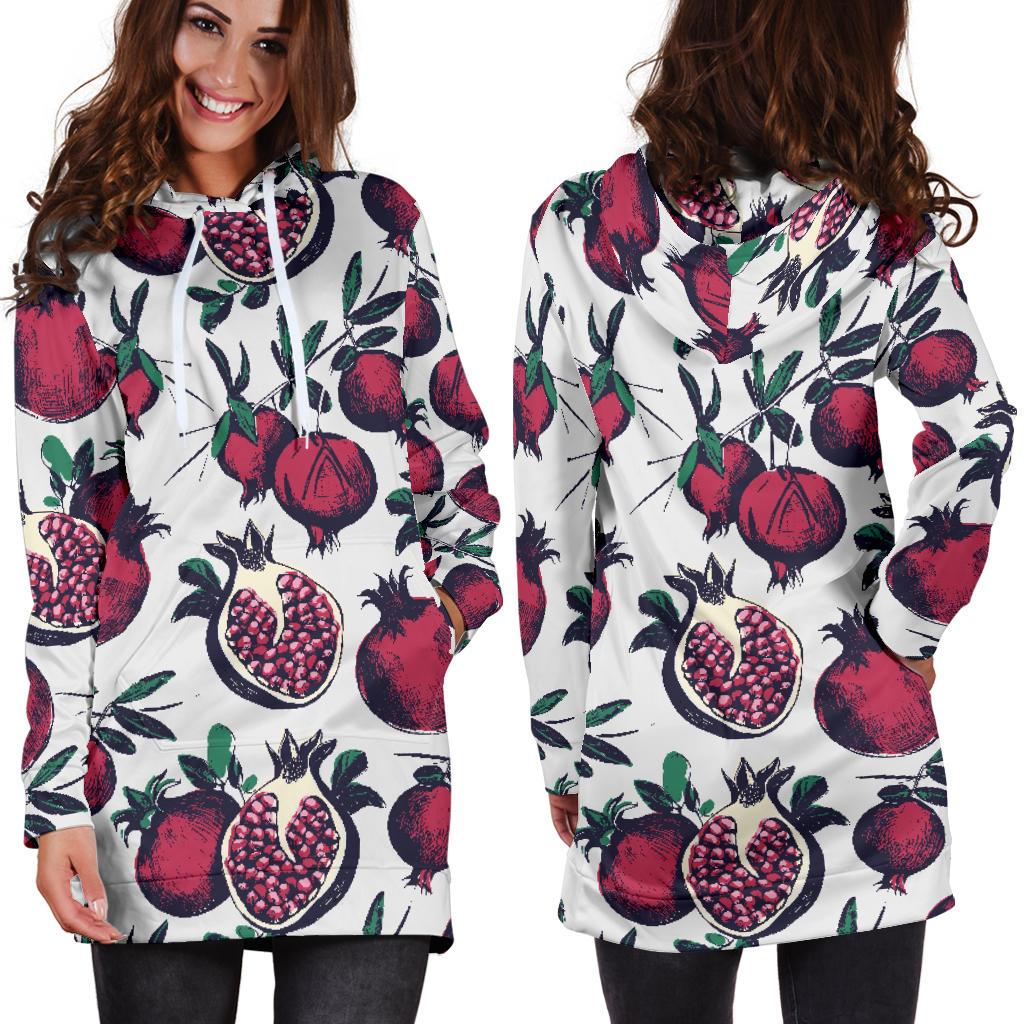 Pomegranate Pattern Print Design PG01 Women Hoodie Dress