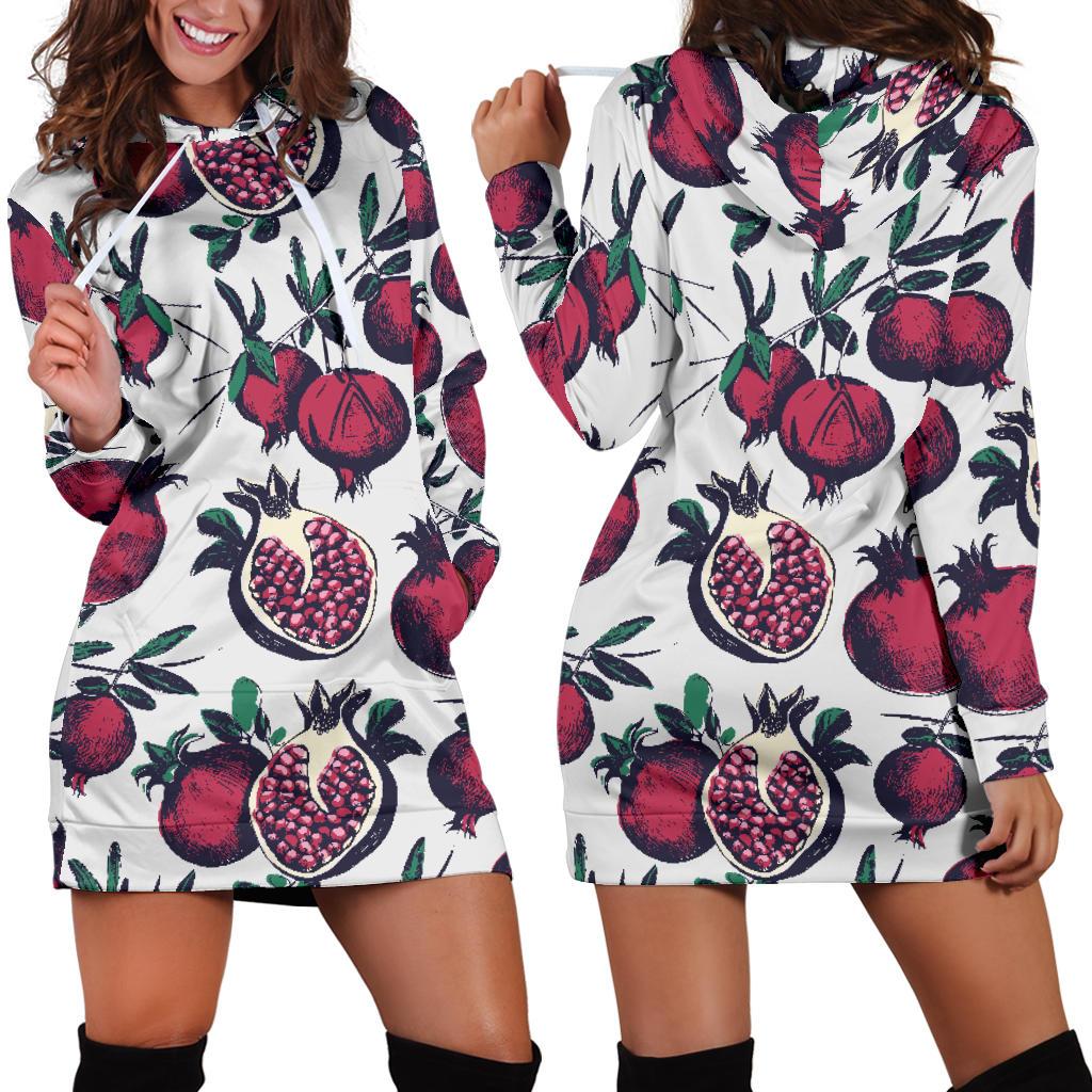 Pomegranate Pattern Print Design PG01 Women Hoodie Dress