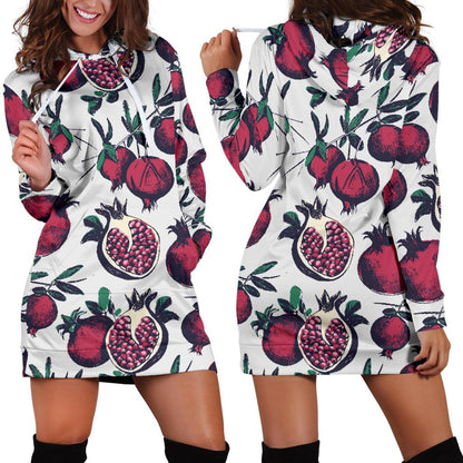Pomegranate Pattern Print Design PG01 Women Hoodie Dress