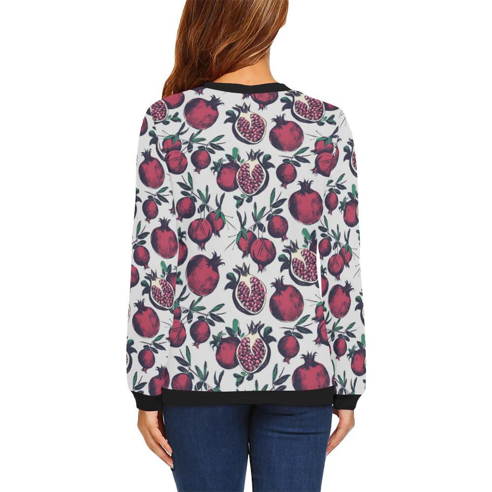 Pomegranate Pattern Print Design PG01 Women Long Sleeve Sweatshirt-JorJune