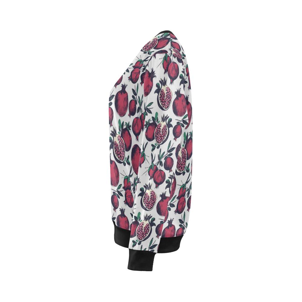 Pomegranate Pattern Print Design PG01 Women Long Sleeve Sweatshirt-JorJune