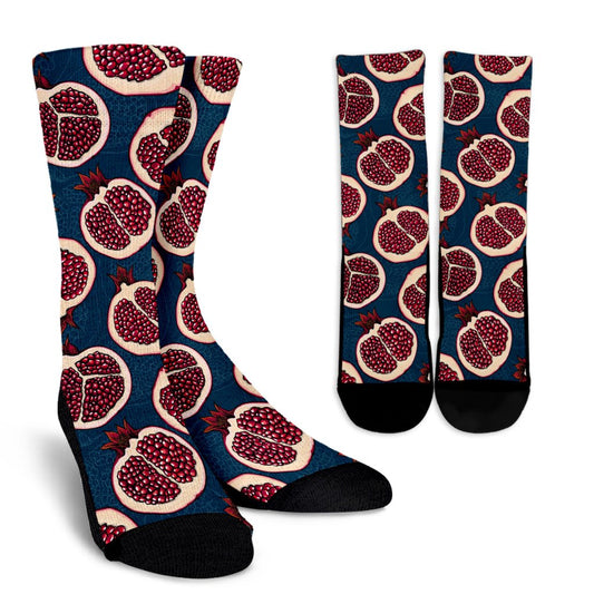 Pomegranate Pattern Print Design PG02 Crew Socks-JORJUNE.COM