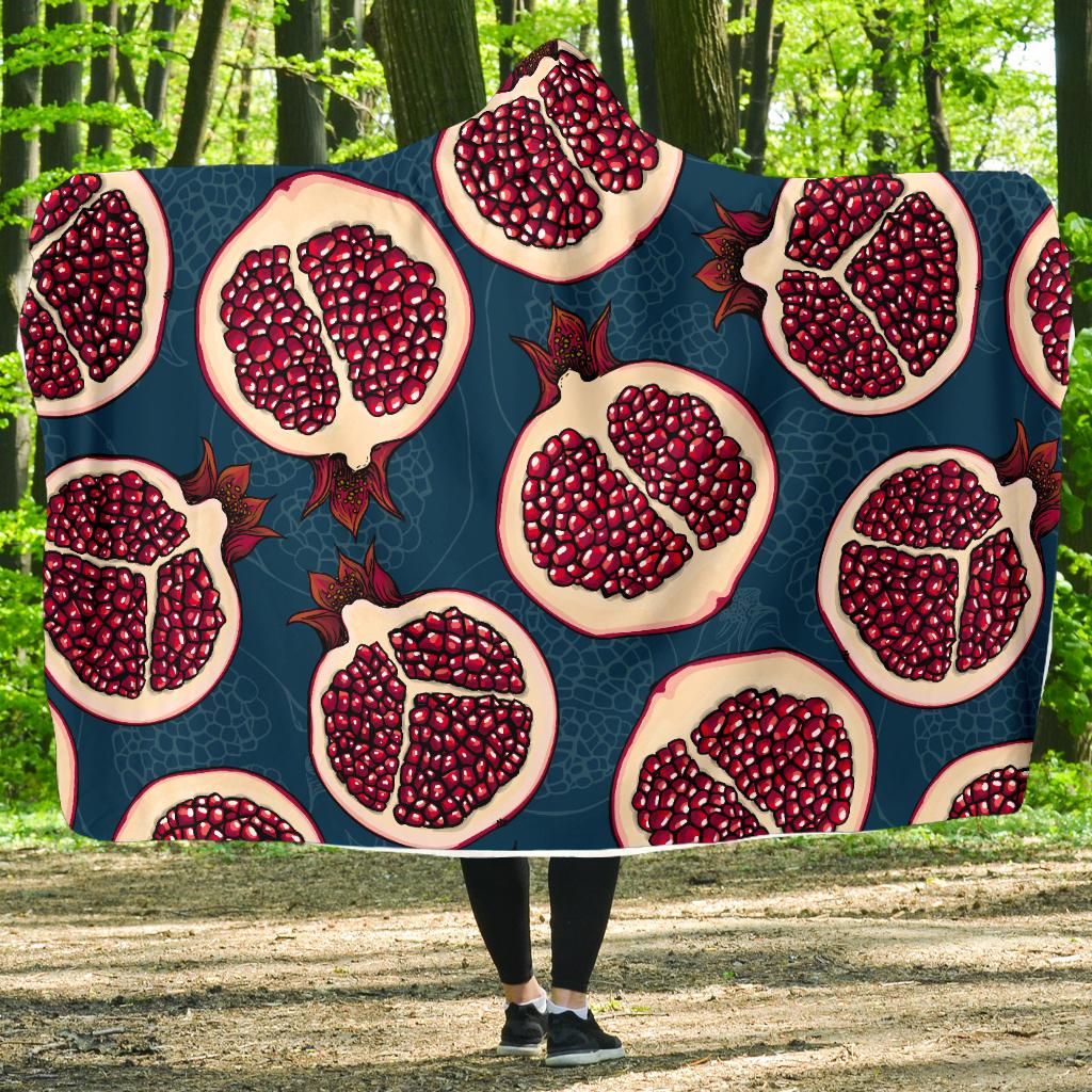 Pomegranate Pattern Print Design PG02 Hooded Blanket-JORJUNE.COM