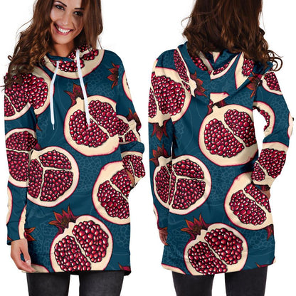 Pomegranate Pattern Print Design PG02 Women Hoodie Dress