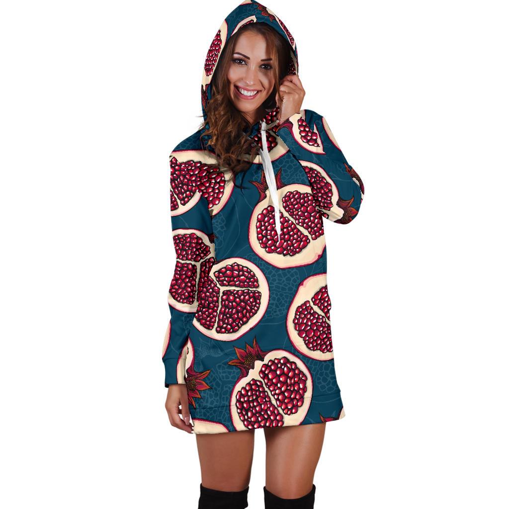 Pomegranate Pattern Print Design PG02 Women Hoodie Dress
