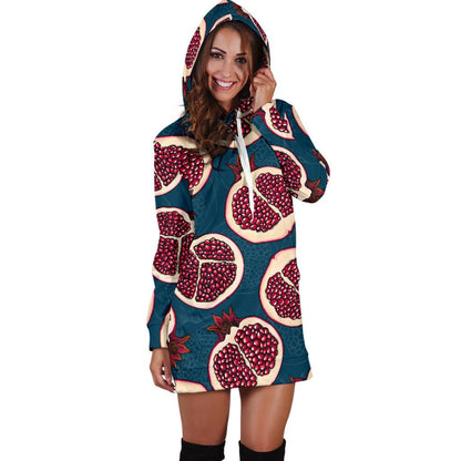 Pomegranate Pattern Print Design PG02 Women Hoodie Dress