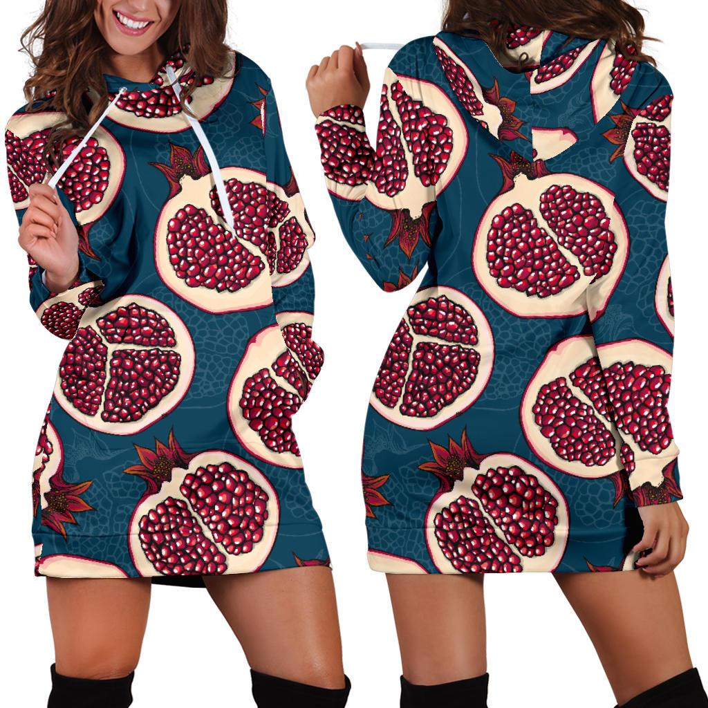 Pomegranate Pattern Print Design PG02 Women Hoodie Dress