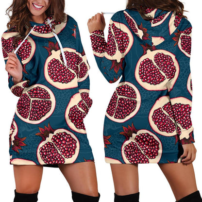 Pomegranate Pattern Print Design PG02 Women Hoodie Dress