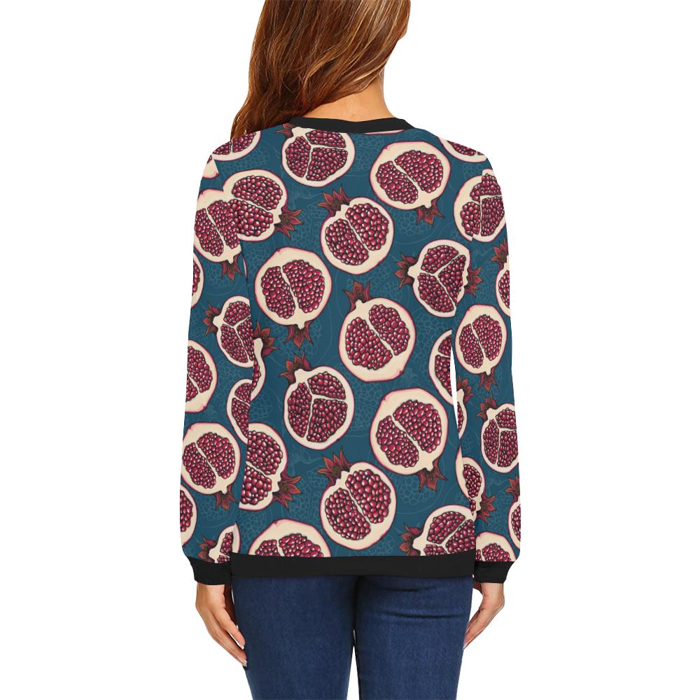 Pomegranate Pattern Print Design PG02 Women Long Sleeve Sweatshirt-JorJune