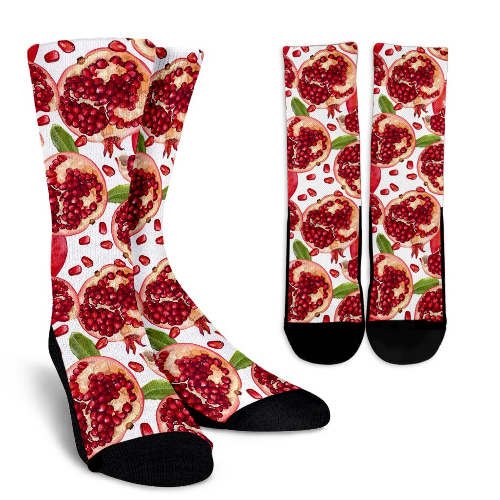 Pomegranate Pattern Print Design PG03 Crew Socks-JORJUNE.COM