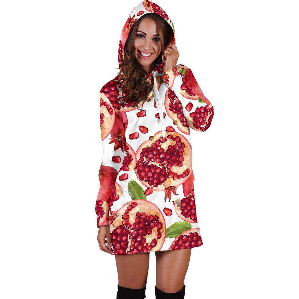 Pomegranate Pattern Print Design PG03 Women Hoodie Dress