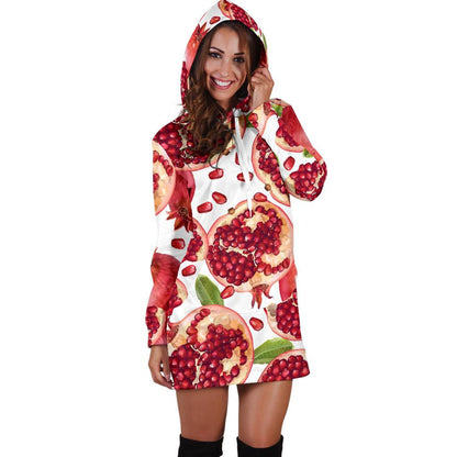 Pomegranate Pattern Print Design PG03 Women Hoodie Dress