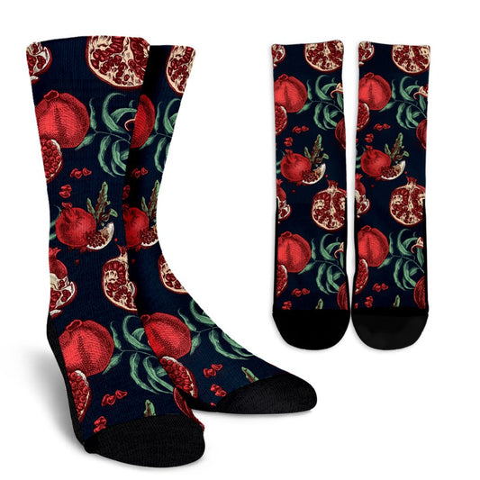 Pomegranate Pattern Print Design PG04 Crew Socks-JORJUNE.COM