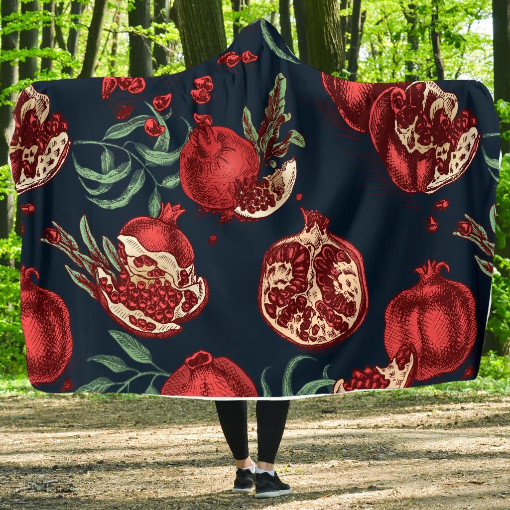 Pomegranate Pattern Print Design PG04 Hooded Blanket-JORJUNE.COM