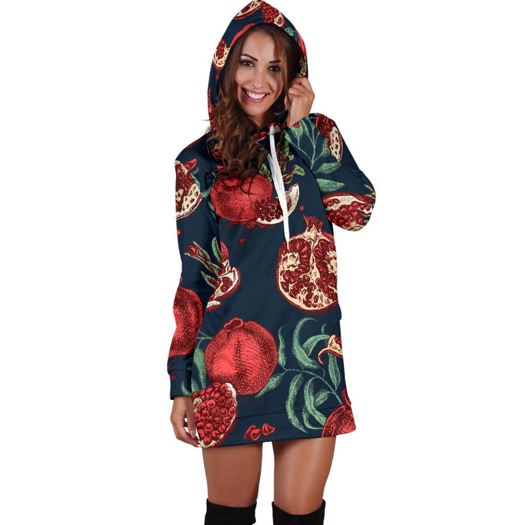 Pomegranate Pattern Print Design PG04 Women Hoodie Dress
