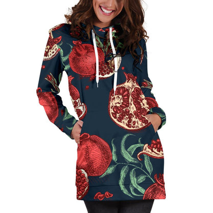Pomegranate Pattern Print Design PG04 Women Hoodie Dress