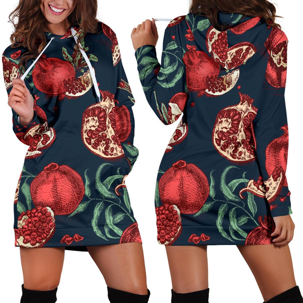 Pomegranate Pattern Print Design PG04 Women Hoodie Dress