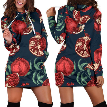 Pomegranate Pattern Print Design PG04 Women Hoodie Dress
