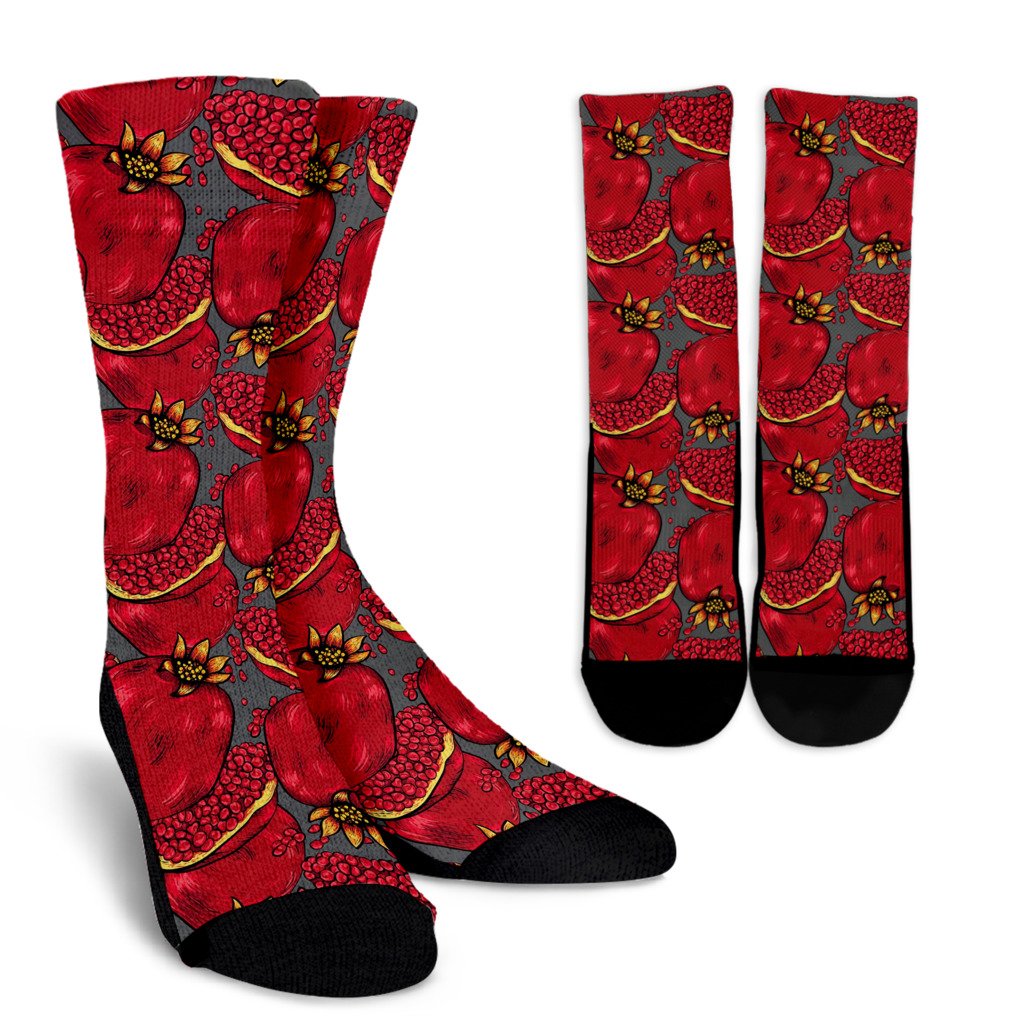 Pomegranate Pattern Print Design PG05 Crew Socks-JORJUNE.COM
