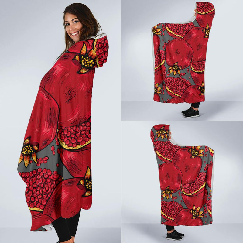 Pomegranate Pattern Print Design PG05 Hooded Blanket-JORJUNE.COM