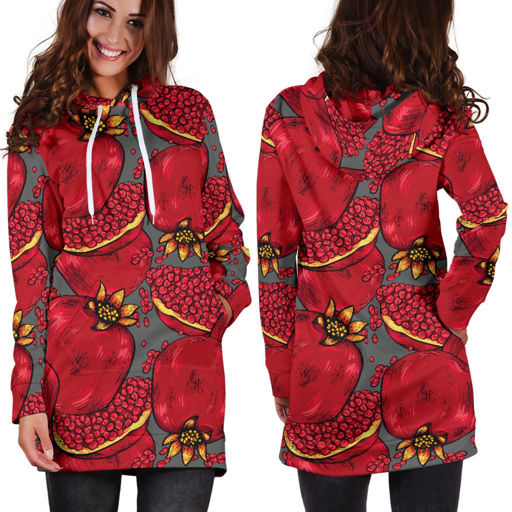 Pomegranate Pattern Print Design PG05 Women Hoodie Dress