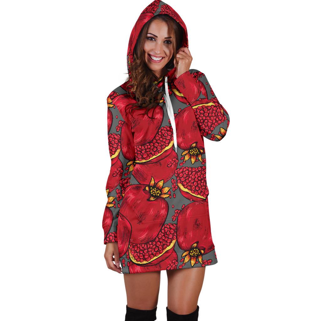 Pomegranate Pattern Print Design PG05 Women Hoodie Dress